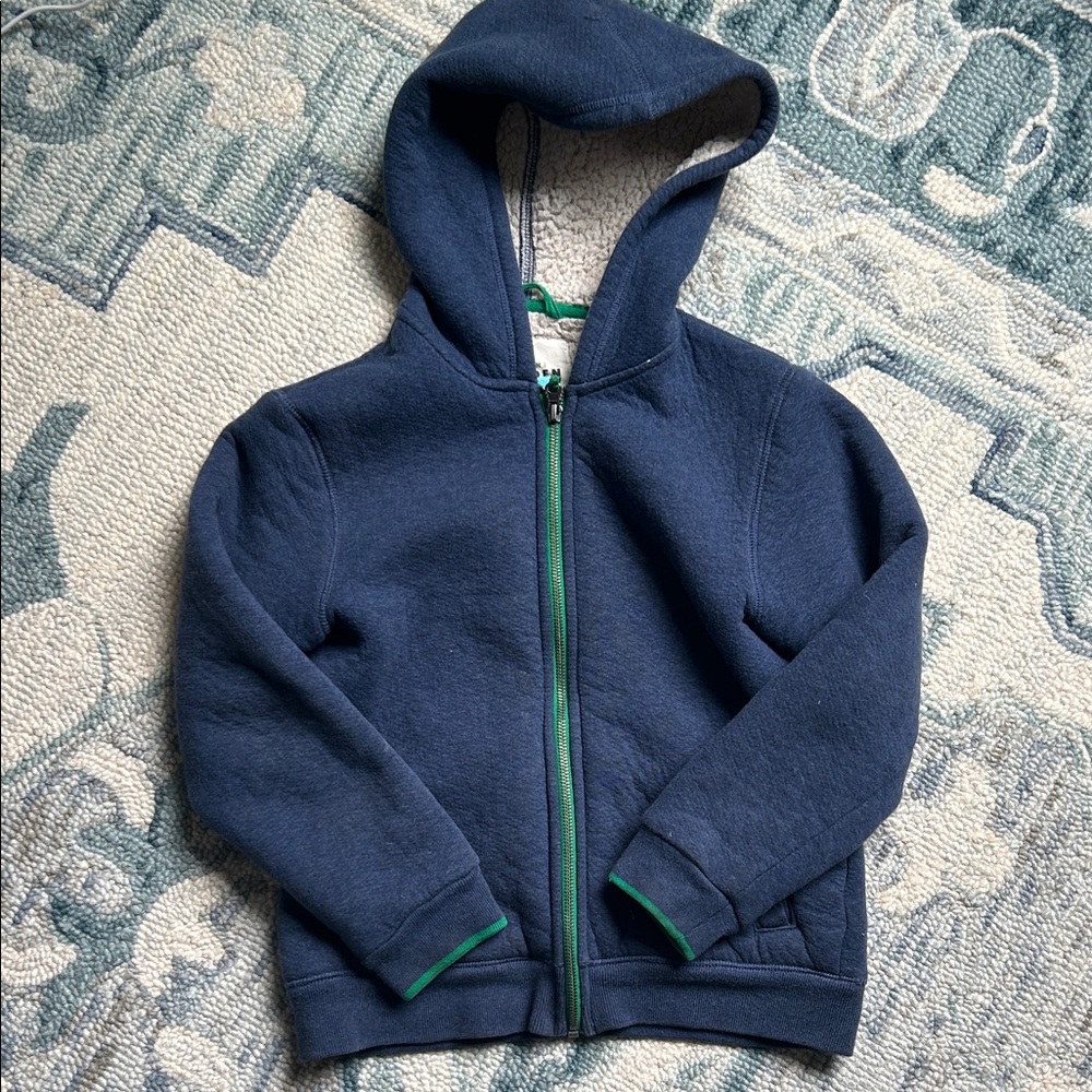 Mini Boden Dark Blue Hoodie with Green Accents